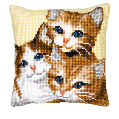 Vervaco 3 Kitties Cushion Front Chunky Cross Stitch Kit - 40cm x 40cm
