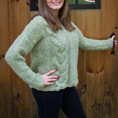 Cabled Pullover No. 3484 in Highland Wool Souffle PDF