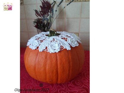 Crochet lace decor for pumpkin and table