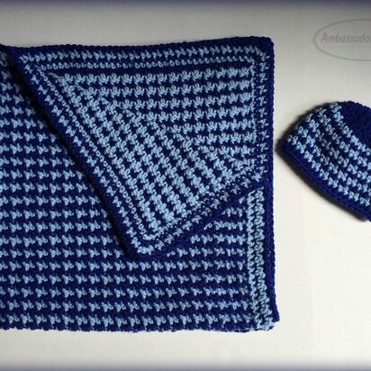 Baby Heartbeat Reversible Afghan & Hat Set