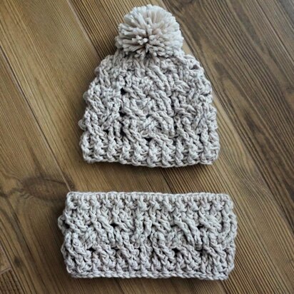 Winter Woven Crochet Hat and Cowl Pattern