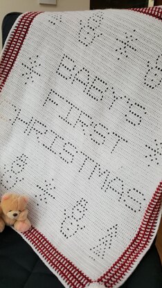 Babys First Christmas Filet Blanket