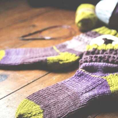 Lilac and Lime Bobble Boot Socks