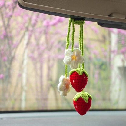 Crochet Strawberry Car Hanging