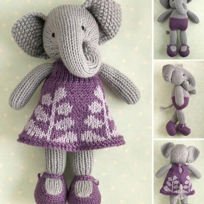 Girl Elephant in a Frondy Frock - knitting pattern