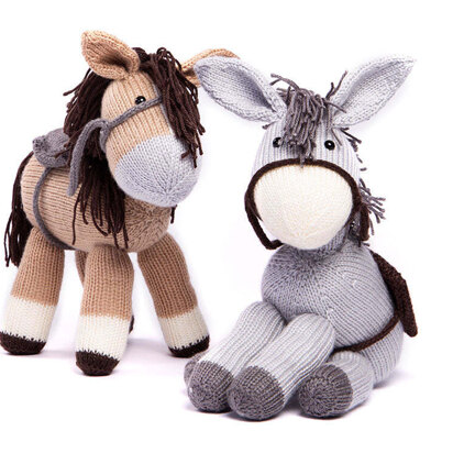 Dolly the Donkey and Bramble the Horse in Deramores Studio DK Acrylic - Downloadable PDF - knitting pattern