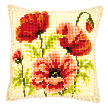 Vervaco Perfect Poppies Cushion Front Chunky Cross Stitch Kit - 40cm x 40cm
