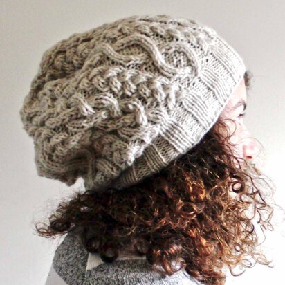 White Cabled Slouch Hat