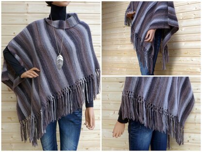 Trendy poncho with fringes