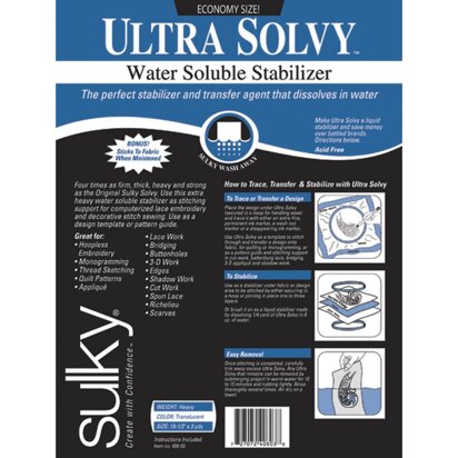 Sulky Ultra Solvy Water-Soluble Stabilizer - 19.5in x 3 yards