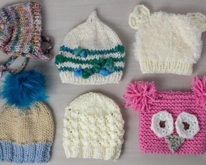 6 newborn hats