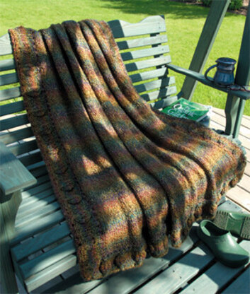 Knitted Leafy Border Afghan in Lion Brand Homespun - 974A