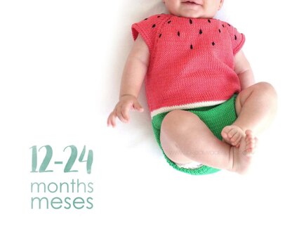 Size 12-24 months - Knitted Watermelon Romper