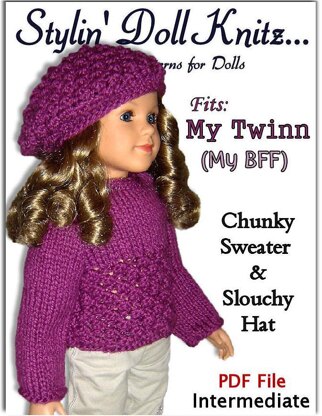 Knitting pattern fits My Twinn, 23 inch dolls, My BFF 643