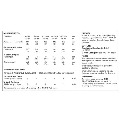 Cardigans Knitted in King Cole Yumtastic - P6254 - Leaflet