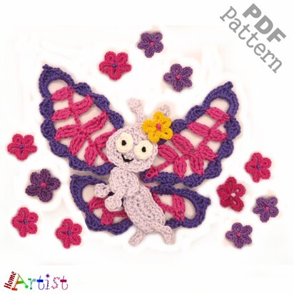 Butterfly crochet applique pattern