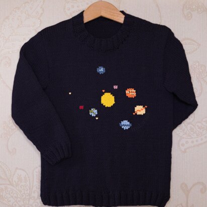 Intarsia - Solar System Chart - Childrens Sweater