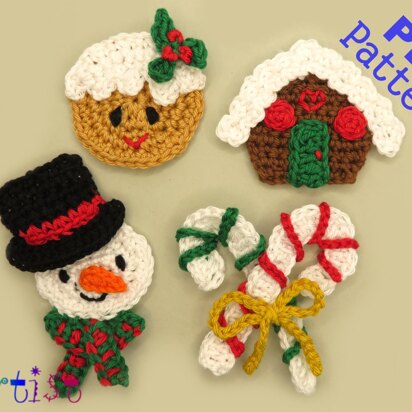 Christmas set 3 crochet applique pattern