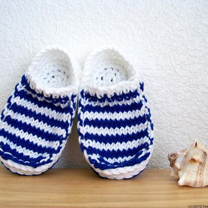 Baby Slippers, Baby Nautical Sailor - knitting pattern