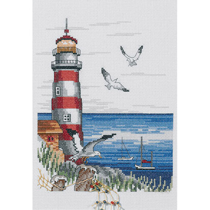 Permin Lighthouse & Seagulls Cross Stitch Kit - 20cm x 28cm