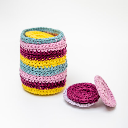 Round Pot & Scrubbie Set - Free Crochet Pattern in Paintbox Yarns Recycled Cotton Worsted - Downloadable PDF