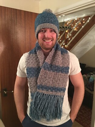 Basket weave hat and scarf