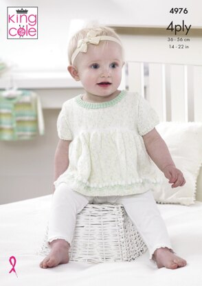 Dress and Cardigans in King Cole Big Value Baby 4Ply - 4976 - Downloadable PDF