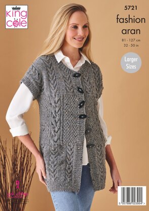 Waistcoat and Jacket Knitted in King Cole Fashion Aran - 5721 ...