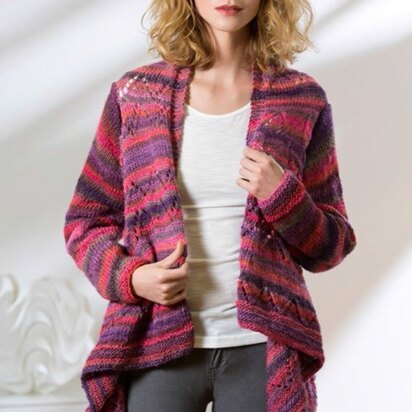 Drape Front Cardigan in Red Heart Boutique Unforgettable - LW3493