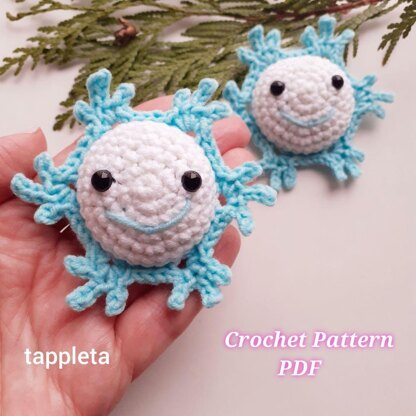 Snowflake ornament crochet pattern, Amigurumi snowflake, Christmas crochet ornament snowflake pattern, Winter home decoration crochet