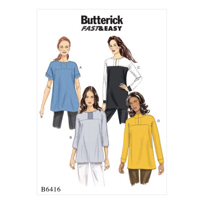 Butterick Tuniken mit Knopfverschluss für Damen mit Passe B6416 - Schnittmuster