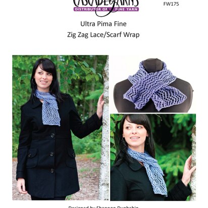 Zig Zag Lace/Scarf Wrap in Cascade Yarns Ultra Pima Fine - FW175 - Downloadable PDF