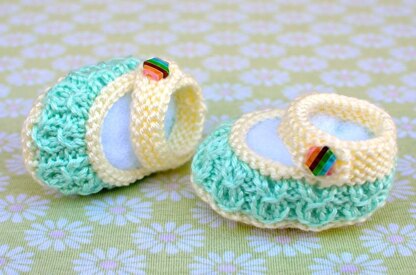 Mock Cables Mary Jane Baby Booties