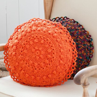 Puff Stitch Round Pillows in Red Heart Soft Solids - LW2725