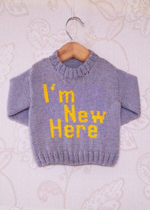 Intarsia - I'm New Here - Childrens Sweater