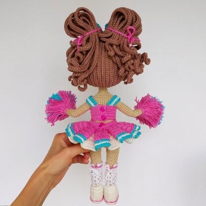 Amigurumi pattern doll Astrid in Cheerleader outfit, Basic crochet doll pattern (English, Deutsch, Français)