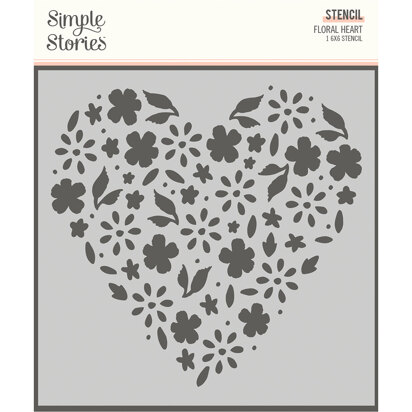Simple Stories Happy Hearts - 6x6 Stencil - Floral Heart