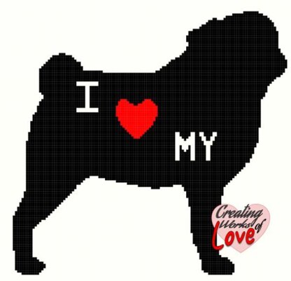 I Love My Pug Silhouette Stitch Graphgan