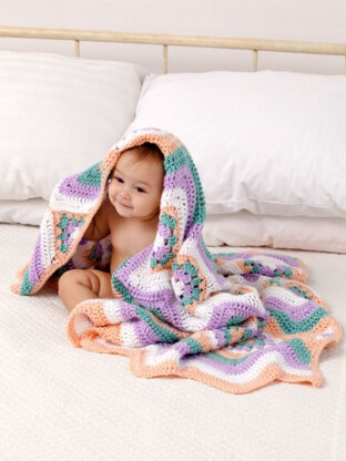 Baby Granny Stripes Blanket in Caron Simply Soft - Downloadable PDF