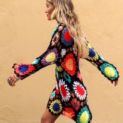 Crochet trendy mini festival dress.