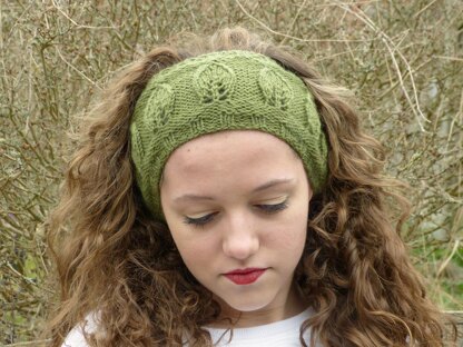 Leaf Motif Headband Knit Flat