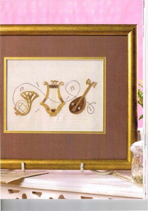 Rajmahal Musical Instruments Printed Embroidery Kit - 10 x 20 cm