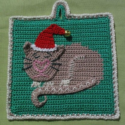 Christmas Kitten potholder