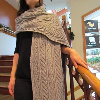 Fossil Leaf Rib Wrap Scarf - knitting pattern
