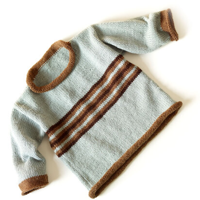Knit Coastal Stripe Pullover in Lion Brand Wool-Ease - 70264AD