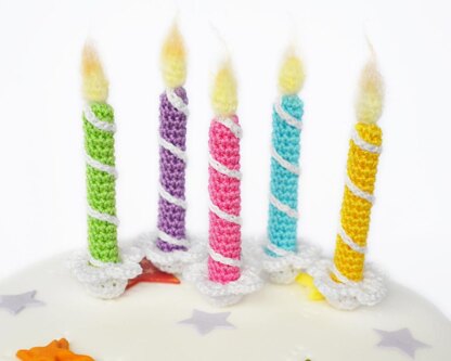 Birthday candles. Crochet cake topper. Realistic crochet candles. Cupcake candles