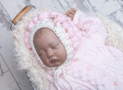 Newborn baby Aran bonnet crochet pattern with 4 finishes