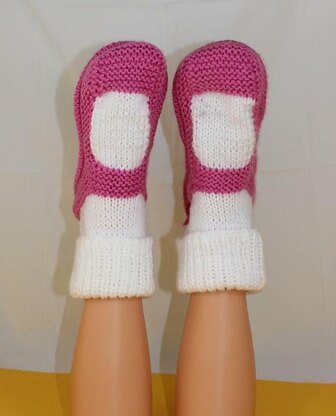 Adult Chunky Rib Cuff Sock Slippers