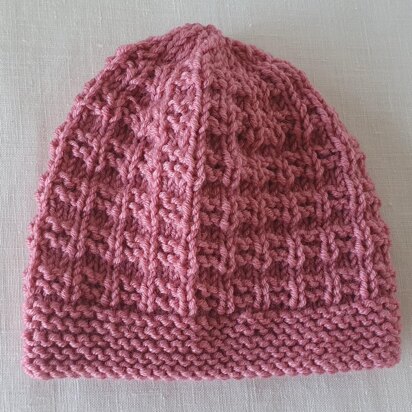 Kerry - Texture stitch 8ply baby beanie with garter brim