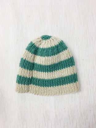 Green and Cream Striped Hat